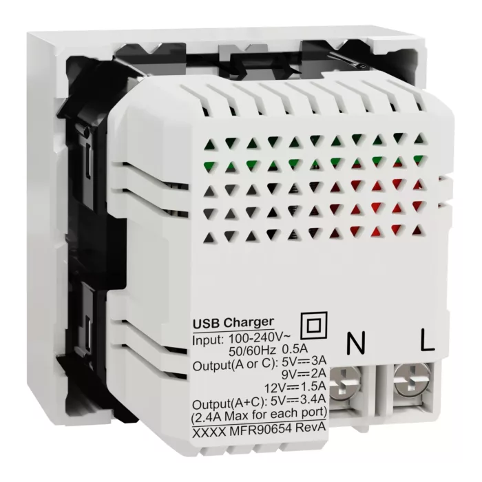 NU301918،USB  (Type A+C ) لقمة يو اس بي عريضة  أبيض نيو يونيكا  شنايدر اليكتريك - Image 2