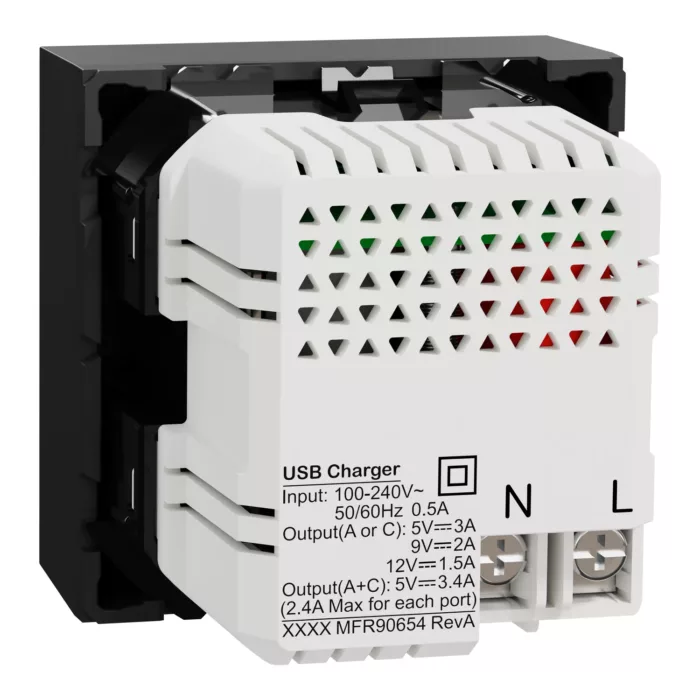 NU301954 ،USB Type A+C  لقمة يو اس بي   (عريضة ) أسود نيو  يونيكا شنايدر اليكتريك - Image 8